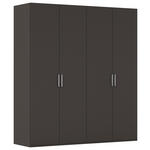 DREHTÜRENSCHRANK 201/223/61 cm,  in Graphitfarben, 4-türig  - Edelstahlfarben/Graphitfarben, Basics, Holzwerkstoff/Metall (201/223/61cm) - Novel