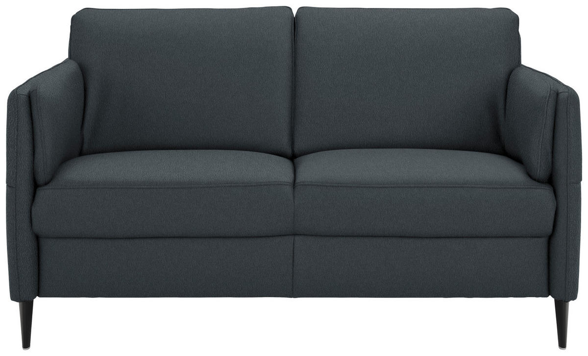 2,5-SITZER in Echtleder Dunkelblau  - Schwarz/Dunkelblau, Design, Leder/Metall (164/84/99cm) - Dieter Knoll