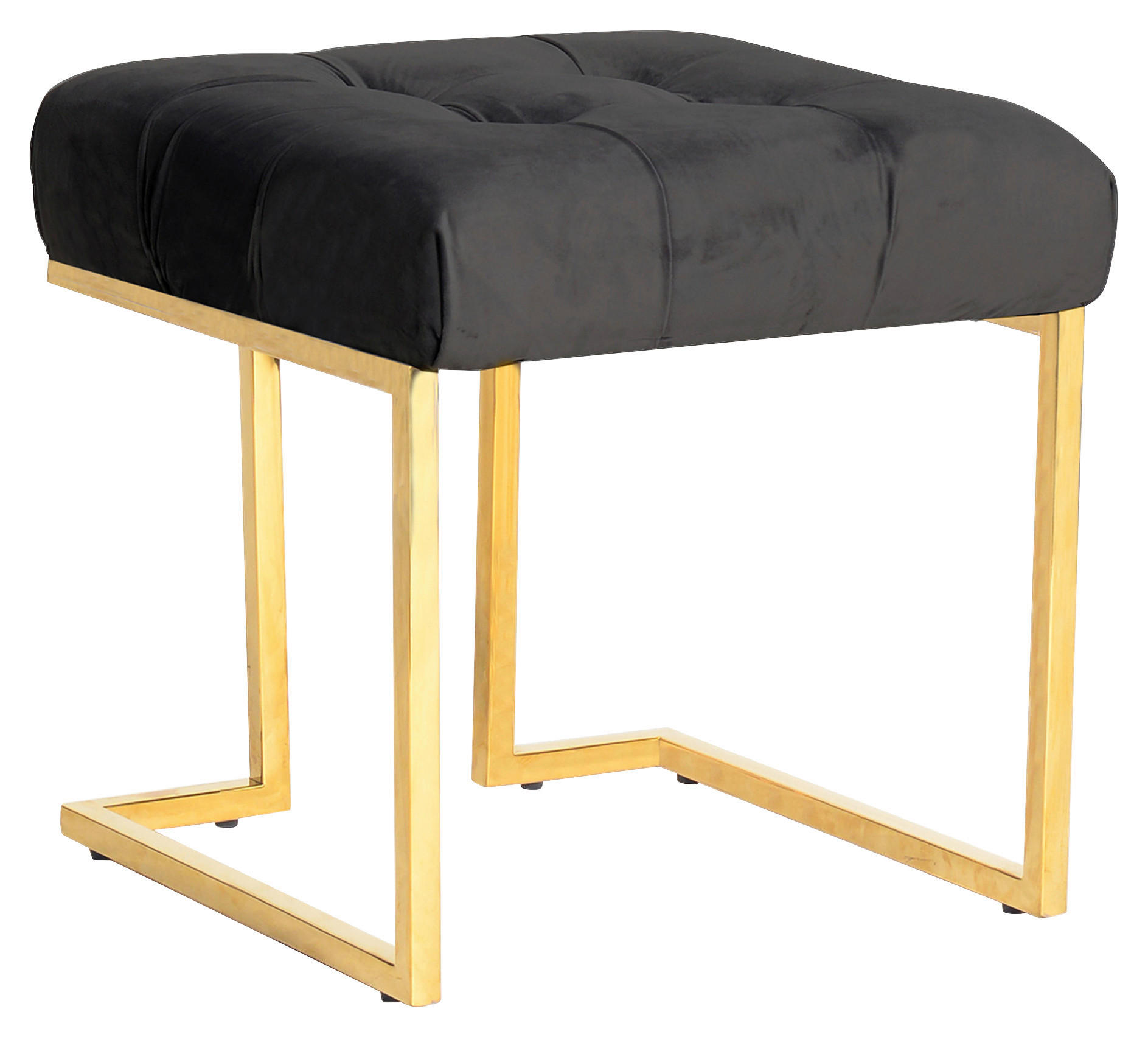 HOCKER Samt Schwarz  - Goldfarben/Schwarz, Design, Textil/Metall (48/48/48cm) - Kayoom