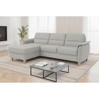 ROHOVÁ SEDAČKA, koža, svetlosivá - farba duba/svetlosivá, Basics, koža/drevo (163/244cm) - Sit & More