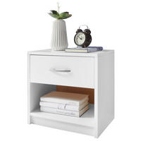 ÉJJELISZEKRÉNY fehér  - alumíniumszínű/fehér, Design, műanyag/faalapú anyag (39/41/28cm) - Boxxx