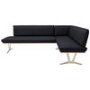 ECKBANK 237/162 cm  in Schwarz  - Edelstahlfarben/Beige, Design, Leder/Holz (237/162cm) - Ambiente