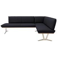 ECKBANK 237/162 cm  in Schwarz  - Edelstahlfarben/Beige, Design, Leder/Holz (237/162cm) - Ambiente