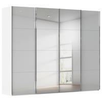 SCHWEBETÜRENSCHRANK 271/223/68 cm 4-türig Grau, Weiß  - Chromfarben/Weiß, Design, Glas/Holzwerkstoff (271/223/68cm) - Novel