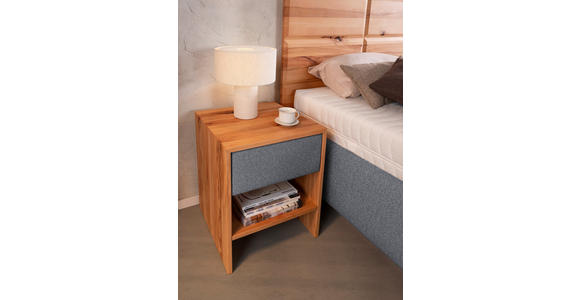 POLSTERBETT Matratze, Lattenrost, Bettkasten Grau, Buchefarben 160/200 cm - Buchefarben/Weiß, Design, Holz/Textil (160/200cm) - Valnatura