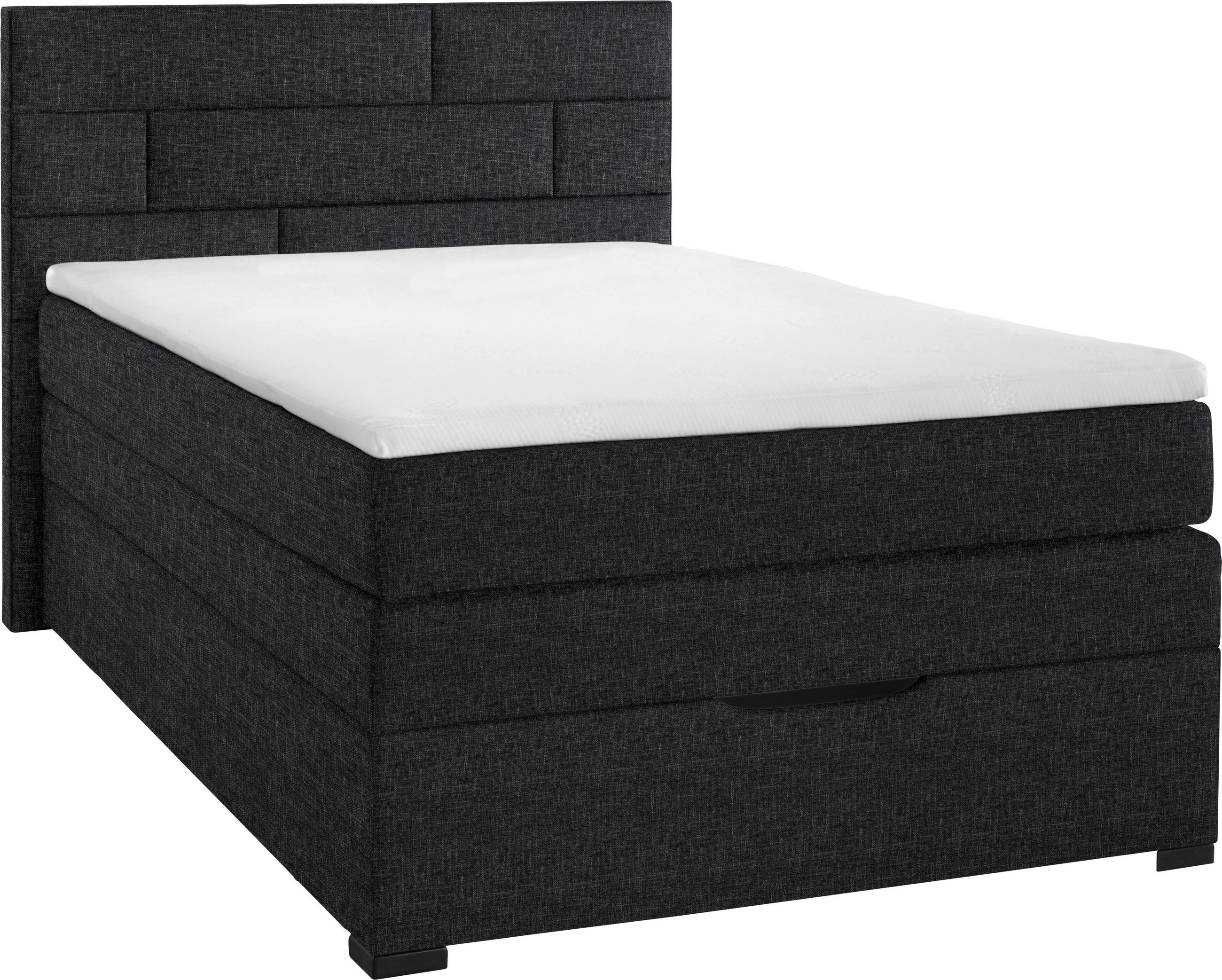 BOXSPRINGBETT 120/200 cm  in Dunkelgrau  - Wengefarben/Dunkelgrau, KONVENTIONELL, Textil (120/200cm) - Carryhome