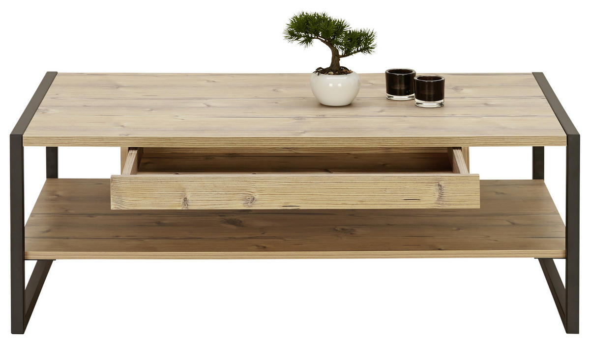 DOHÁNYZÓASZTAL fém, faalapú anyag 110/60/40 cm   - lucfenyő/sötétszürke, Design, faalapú anyag/fém (110/60/40cm) - Carryhome