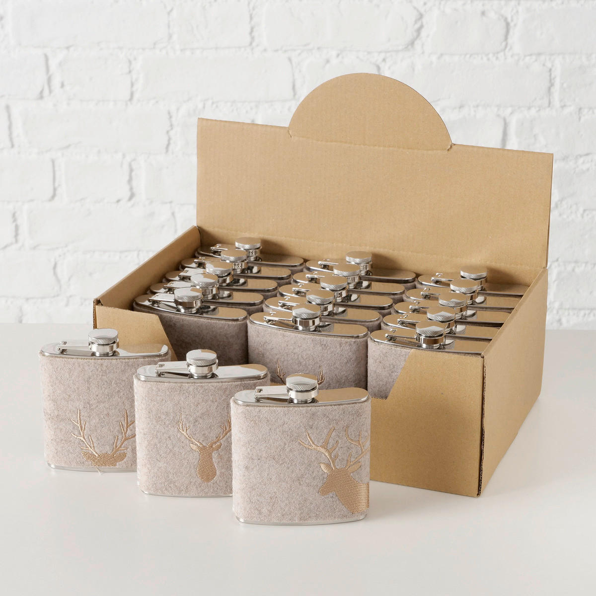 TRINKFLASCHE  - Silberfarben/Grau, KONVENTIONELL, Textil/Metall (9,2/3/11cm) - Ambia Home