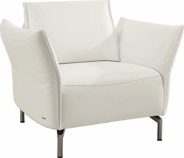 SESSEL Echtleder Weiß    - Weiß/Nickelfarben, Design, Leder/Metall (100/107/88cm) - Koinor