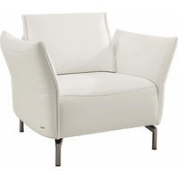 SESSEL in Echtleder Weiss  - Weiss/Nickelfarben, Design, Leder/Metall (100/107/88cm) - Koinor