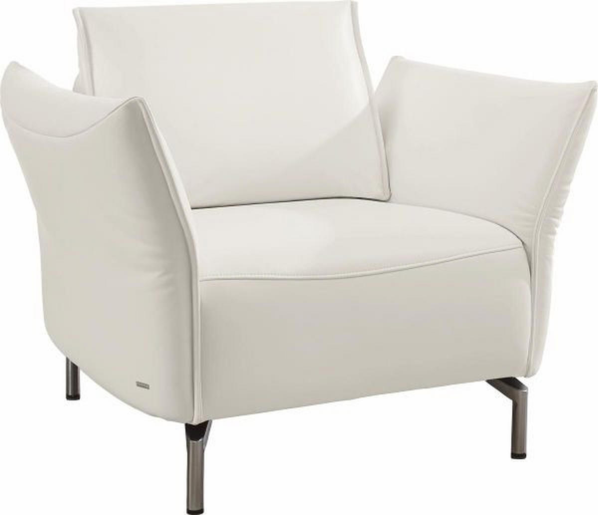 SESSEL in Echtleder Weiss  - Weiss/Nickelfarben, Design, Leder/Metall (100/107/88cm) - Koinor
