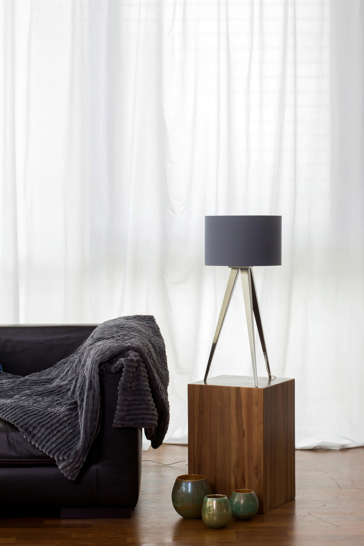 TISCHLEUCHTE Tripod 28/61,5 cm   - Nickelfarben, Basics, Textil/Metall (28/61,5cm) - Näve