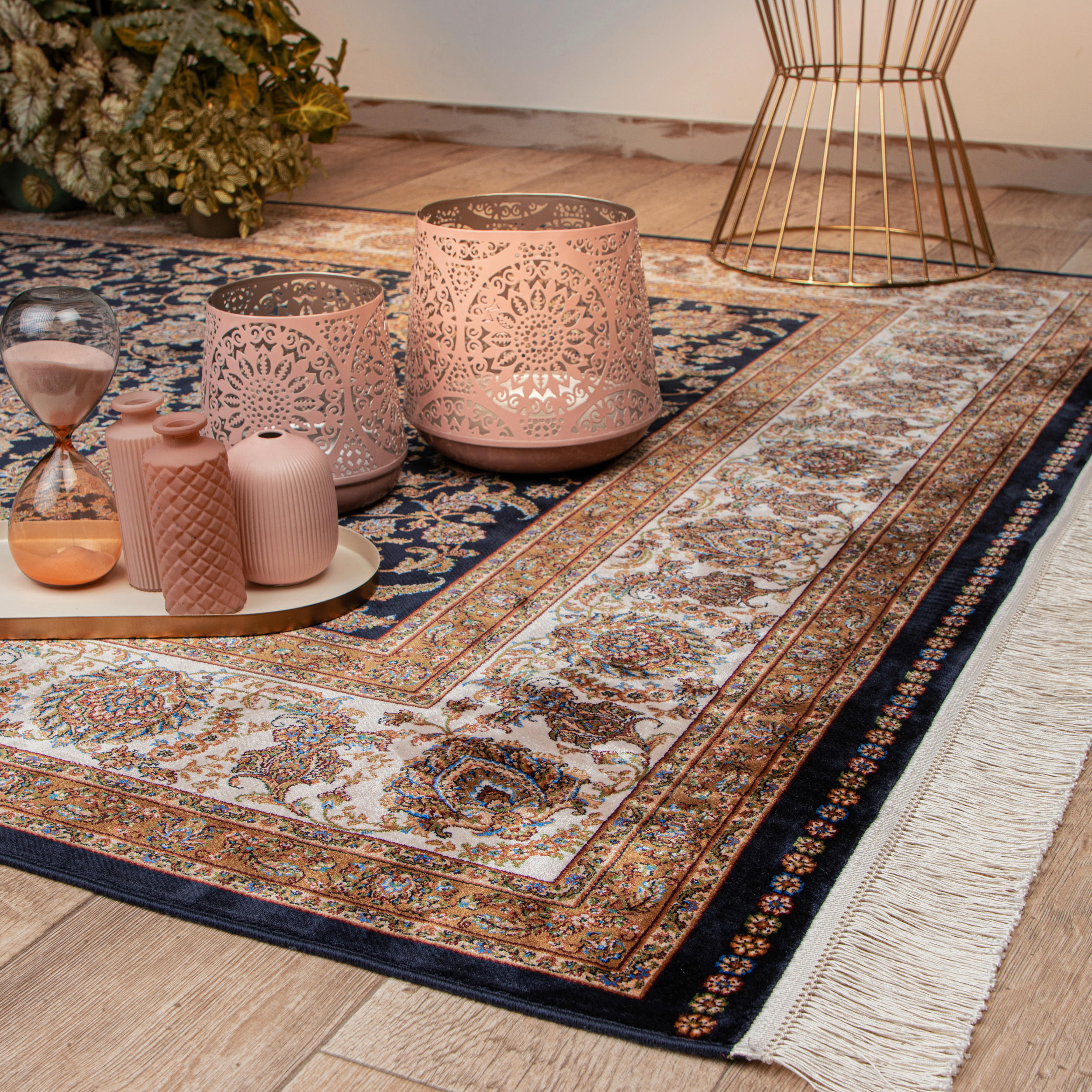 WEBTEPPICH 140/200 cm My Babylon of Obsession Blau, Creme, Hellbraun  - Blau/Hellbraun, Design, Textil (140/200cm) - Obsession