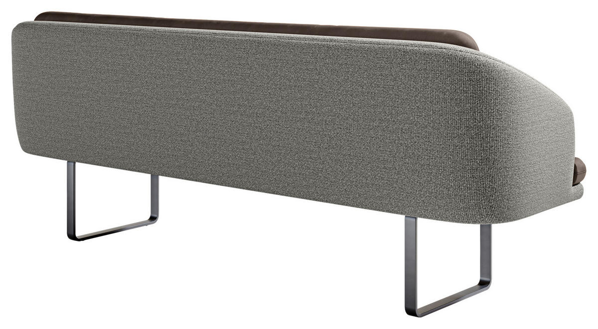 SITZBANK 255/89/68 cm Velours, Flachgewebe Graubraun, Graublau Metall  - Graublau/Graubraun, Design, Textil/Metall (255/89/68cm) - Dieter Knoll