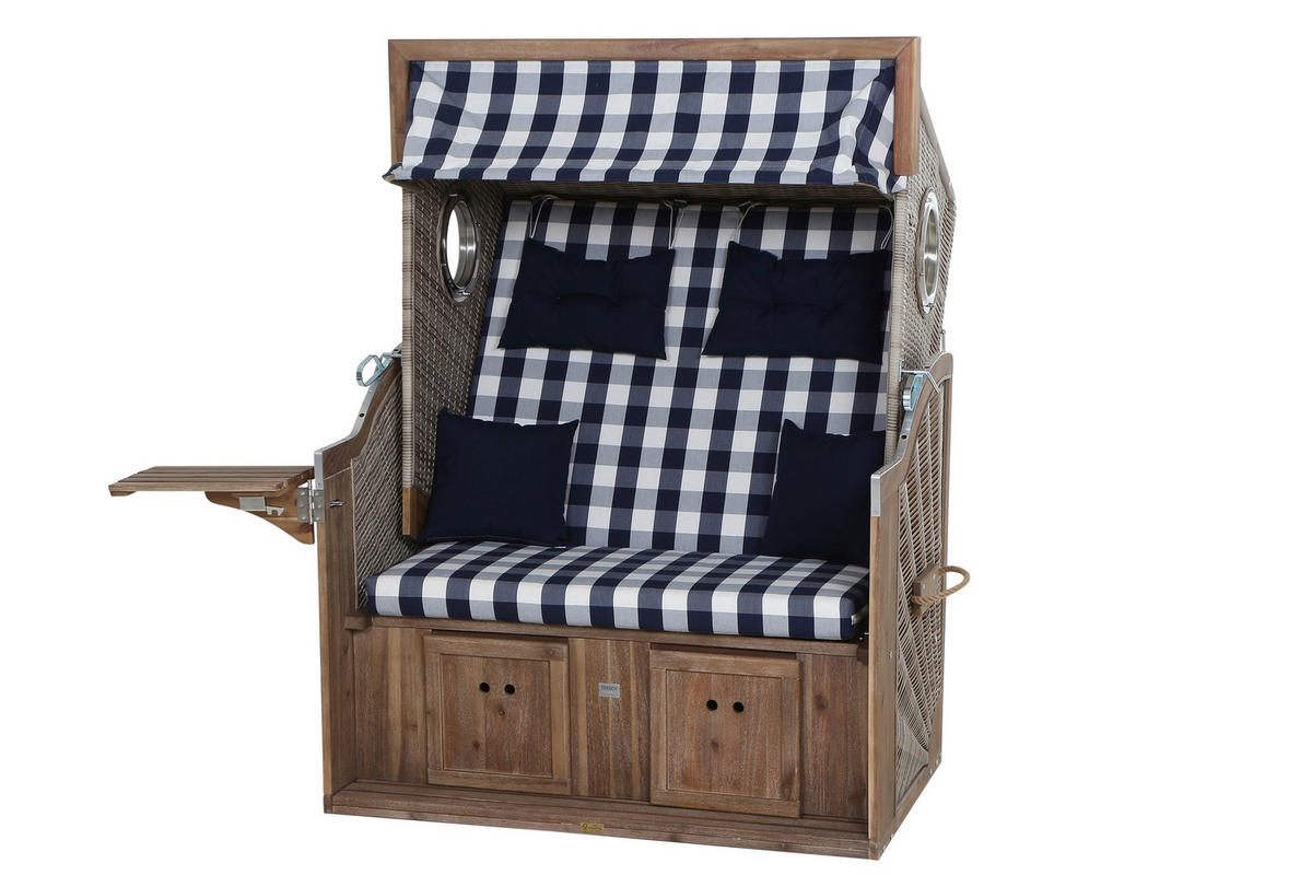 STRANDKORB - Blau/Weiß, KONVENTIONELL, Holz/Kunststoff (130/80/165cm) - Siena Garden