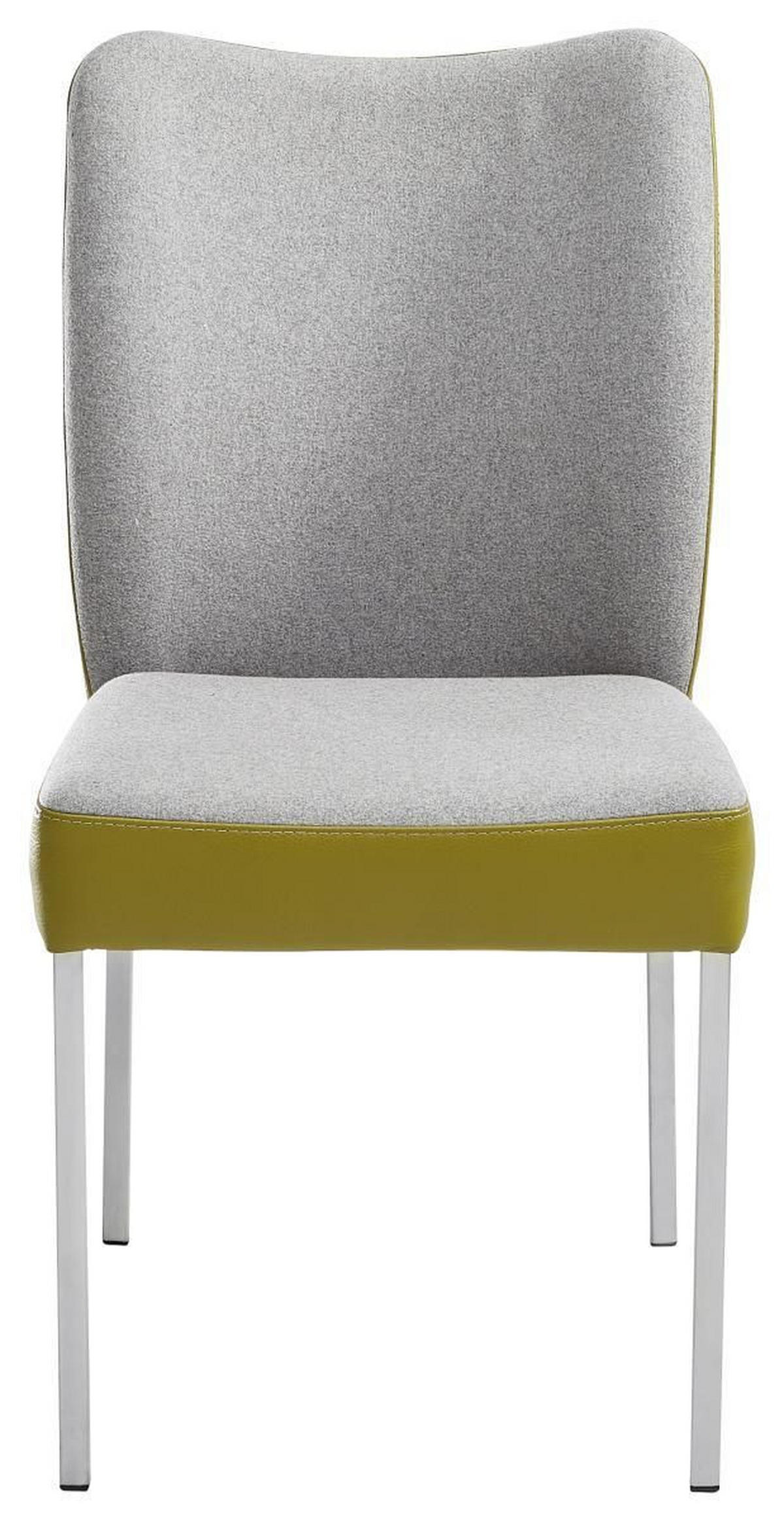 STUHL Kombination Echtleder/Stoff Grau, Grün, Edelstahlfarben  - Edelstahlfarben/Grau, Design, Leder/Textil (46/89/63cm) - Bert Plantagie