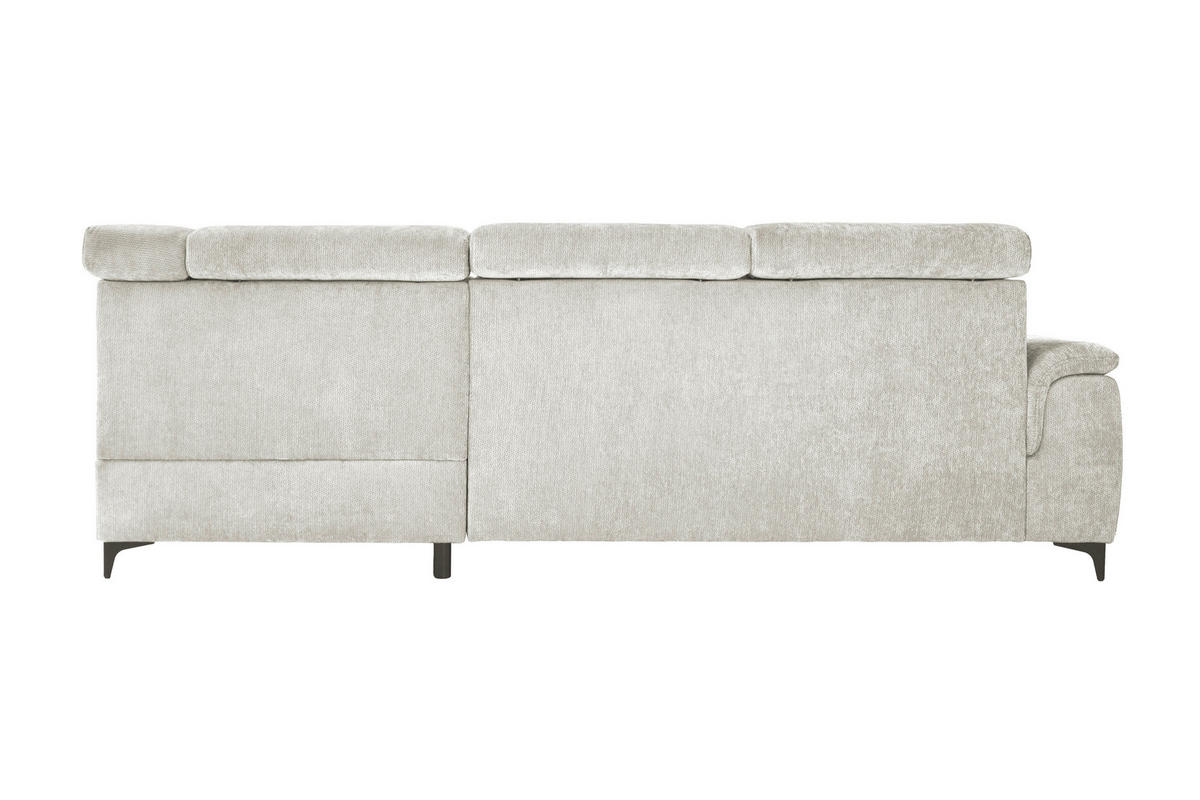 ECKSOFA Elfenbein Chenille Bettkasten, Schlaffunktion, Rücken echt, Kopfteilverstellung, Liegefläche im Originalstoff  - Elfenbein/Schwarz, KONVENTIONELL, Textil/Metall (265/206cm) - Carryhome