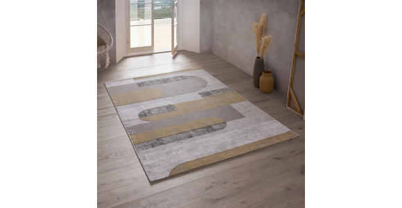 WEBTEPPICH 133/190 cm Memphis Gelb, Grau - Gelb/Grau, Design, Textil (133/190cm) - Novel