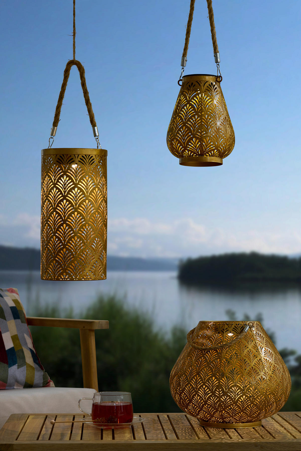 SOLARLEUCHTE 29/24 cm   - Goldfarben, Design, Kunststoff/Textil (29/24cm) - Ambia Garden