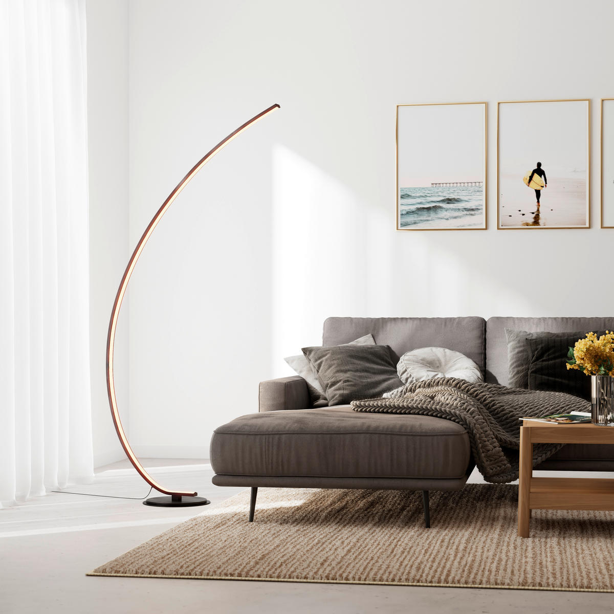 LED ÁLLÓLÁMPA - fekete, Design, műanyag/fém (81/28/165cm) - Novel