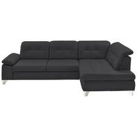 ECKSOFA in Echtleder Anthrazit  - Anthrazit/Alufarben, Design, Leder/Metall (309/211cm) - Beldomo Speed