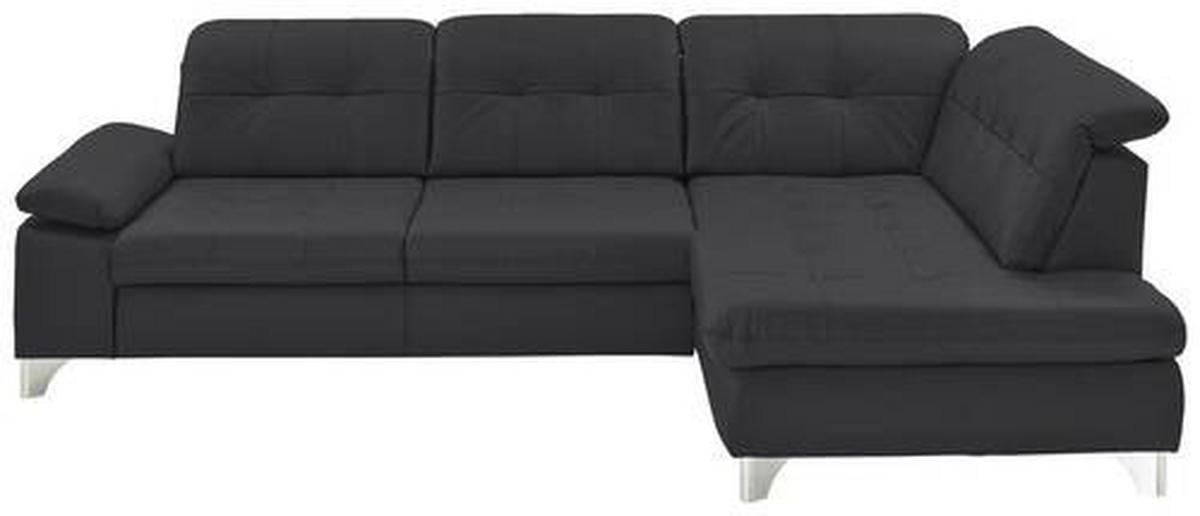 ECKSOFA in Echtleder Anthrazit  - Anthrazit/Alufarben, Design, Leder/Metall (309/211cm) - Beldomo Speed