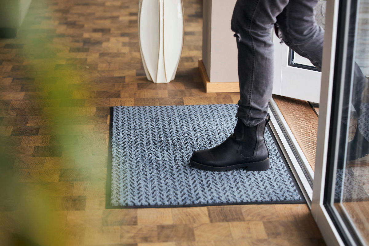 DVEŘNÍ ROHOŽKA, 60/90 cm, antracitová, modrošedá - antracitová/modrošedá, Konvenční, textil/plast (60/90cm) - Esposa