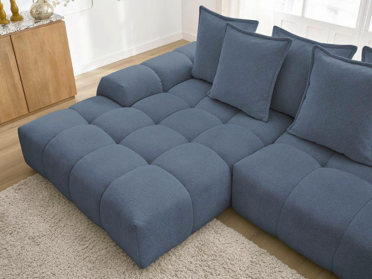 ECKSCHLAFSOFA EVEREST  mit Rücken echt, Armteil links, Armteil rechts Flachgewebe Dunkelblau  - Schwarz/Dunkelblau, MODERN, Kunststoff/Textil (180/318cm) - Livetastic