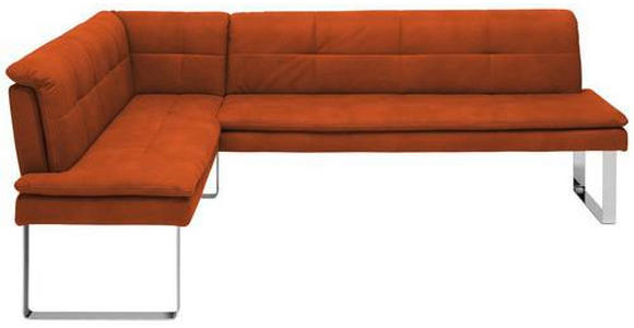 ECKBANK 154/213 cm Mikrofaser Orange, Chromfarben Metall - Chromfarben/Beige, Design, Textil/Metall (154/213cm) - Novel