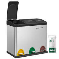 ABFALLSAMMLER 24 L  - Edelstahlfarben/Schwarz, Basics, Kunststoff/Metall (47/39,5/28,3cm)