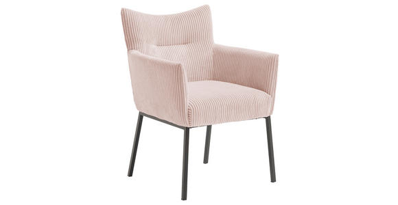 ARMLEHNSTUHL  Stoffauswahl Cord  - Schwarz/Rosa, Design, Textil/Metall (63/86/65cm) - Novel