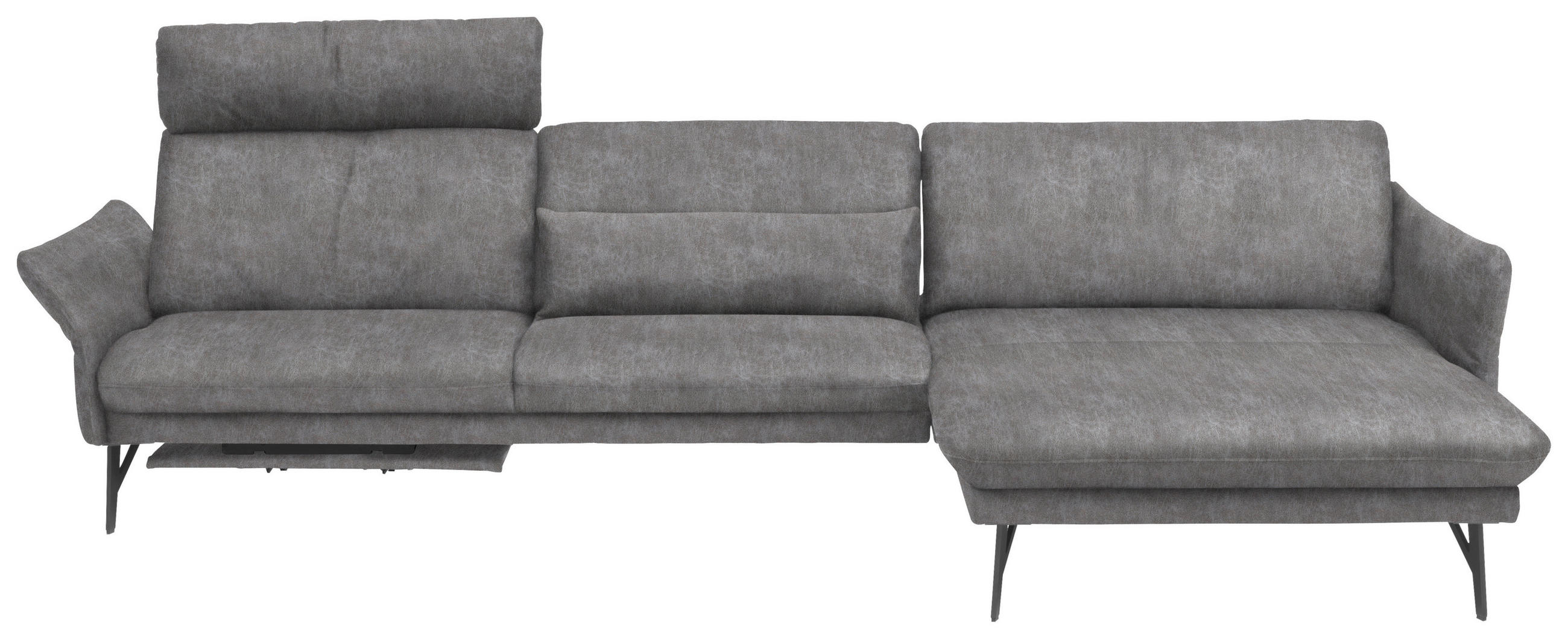 ECKSOFA Hellgrau Lederlook  - Anthrazit/Hellgrau, Design, Textil/Metall (330/174cm) - Himolla