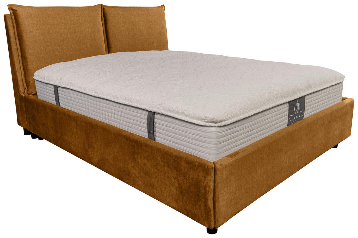 KÁRPITOZOTT ÁGY 180/200 cm  aranybarna  - aranybarna/fekete, Basics, műanyag/textil (180/200cm) - Carryhome