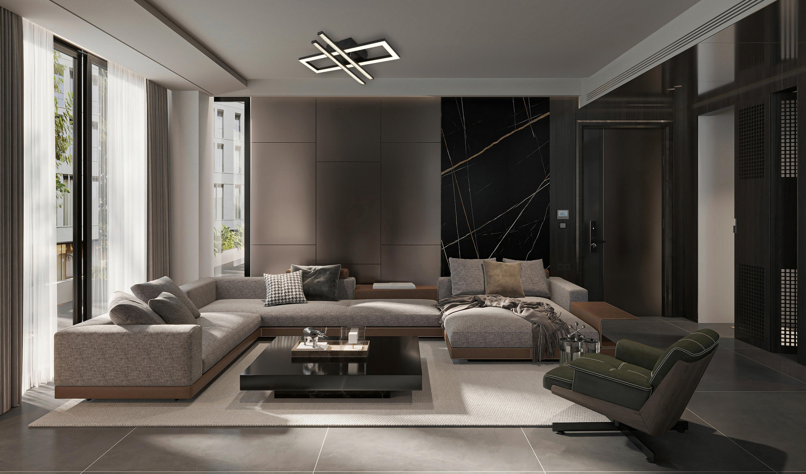 LED-DECKENLEUCHTE    40/37,5/6,3 cm  - Klar/Opal, Design, Kunststoff (40/37,5/6,3cm) - Globo
