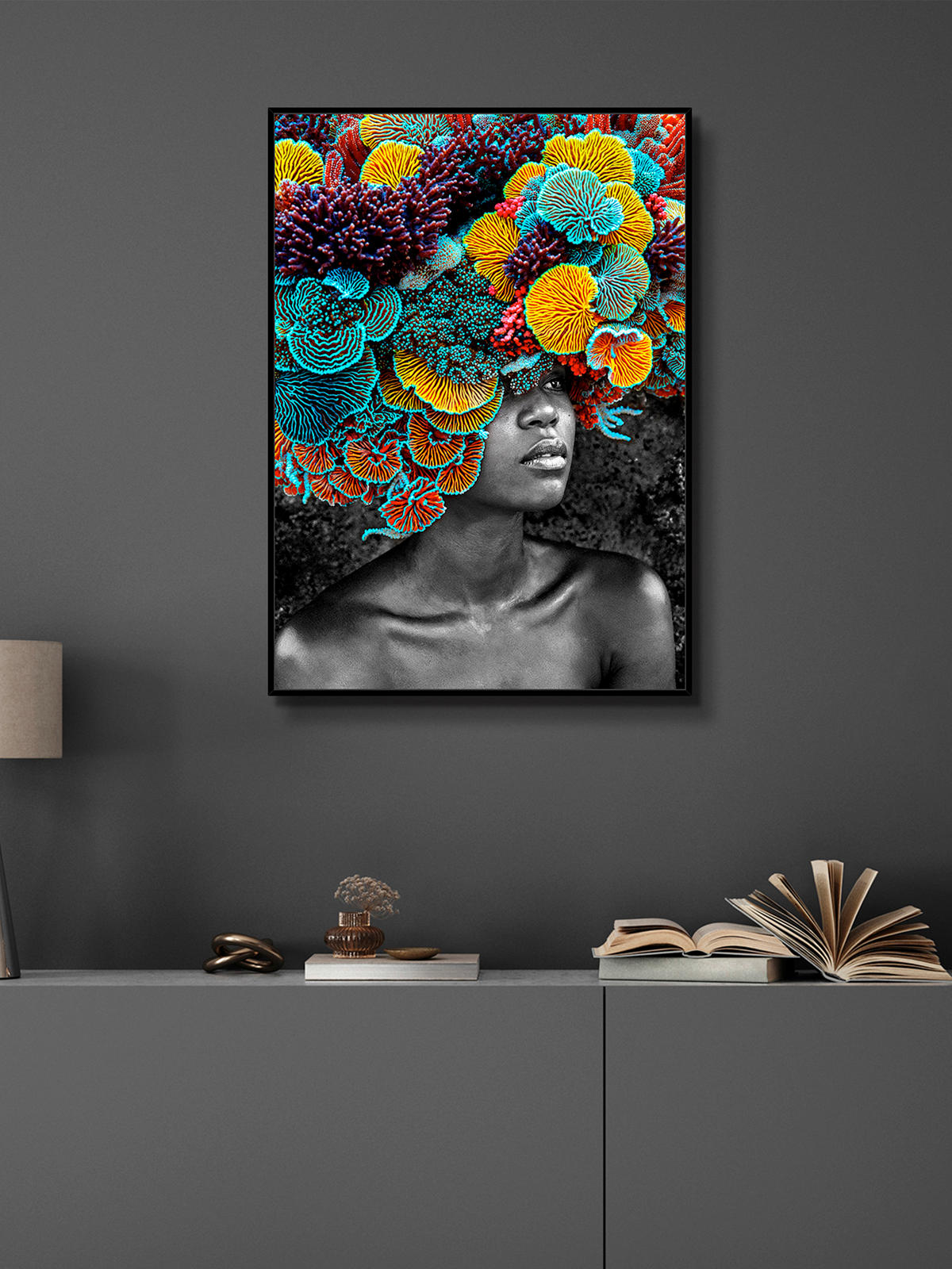 OBRAZ NA SKLE, květiny, ženy, 50/70 cm  - černá/vícebarevná, Lifestyle, kompozitní dřevo/sklo (50/70cm) - Monee