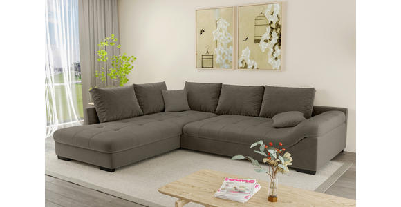 ECKSOFA Taupe Cord - Taupe/Schwarz, KONVENTIONELL, Holz/Textil (202/298cm) - Carryhome