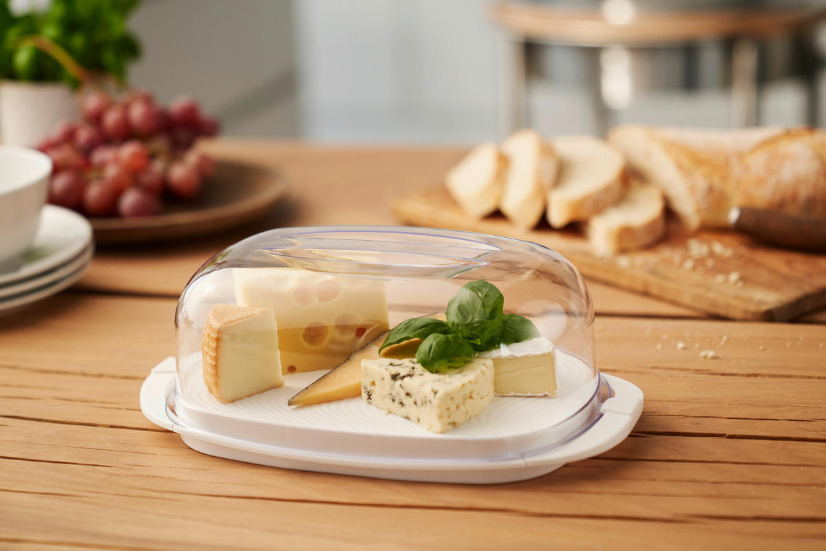 VAJTARTÓ műanyag  - áttetsző/fehér, Basics, műanyag (18/9.5/6.5cm) - Rotho