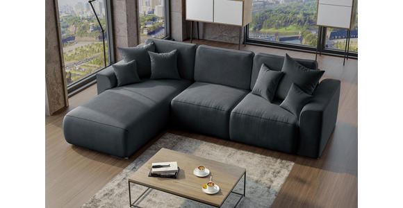 ECKSOFA in Lederlook Anthrazit  - Chromfarben/Anthrazit, KONVENTIONELL, Kunststoff/Textil (195/293cm) - Carryhome