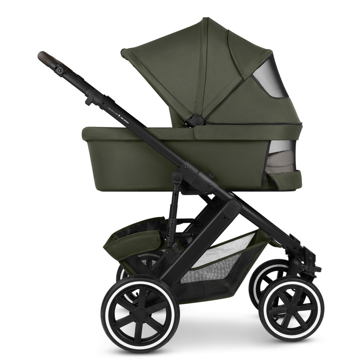 KINDERWAGENSET Salsa 5 Air 3in1 Set Calla  - Schwarz/Olivgrün, Basics, Textil/Metall (63/118/95.5cm) - ABC Design