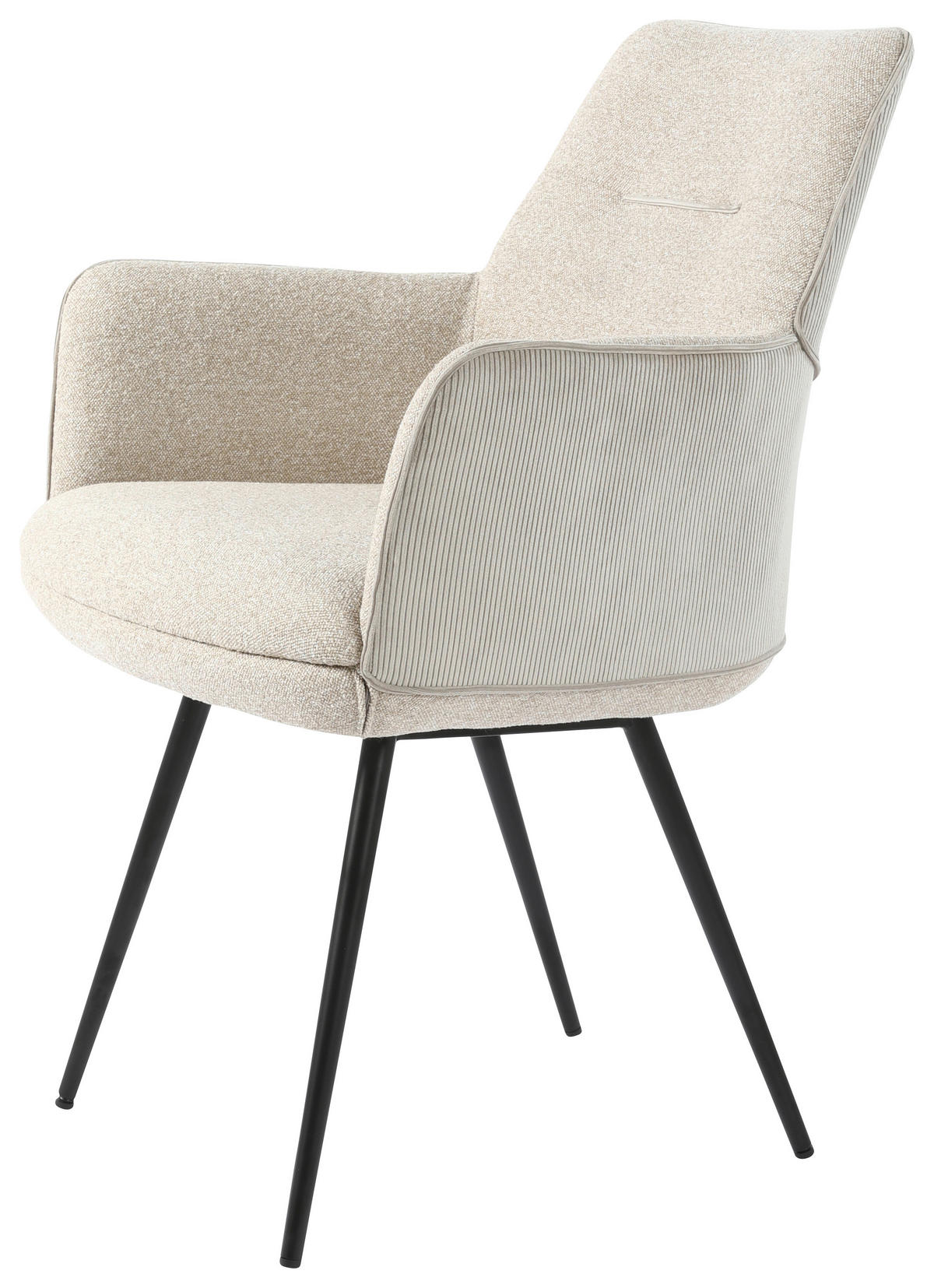 NASLANJAČ, kovina, tekstil krem barve  - črna/krem barve, Design, kovina/tekstil (60/86/62cm) - Carryhome