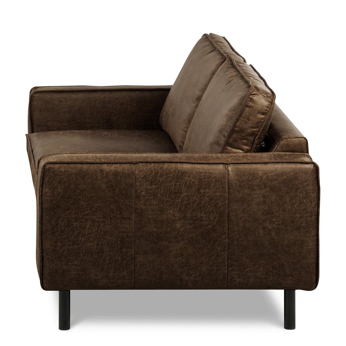 2-SITZER-SOFA Dunkelbraun Echtleder Lederlook  - Dunkelbraun, Design, Leder/Textil (148/85/92cm) - Livetastic