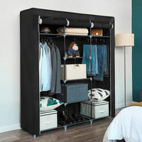 STOFFSCHRANK Schwarz  - Schwarz, Trend, Kunststoff/Textil (150/175/45cm) - Boxxx