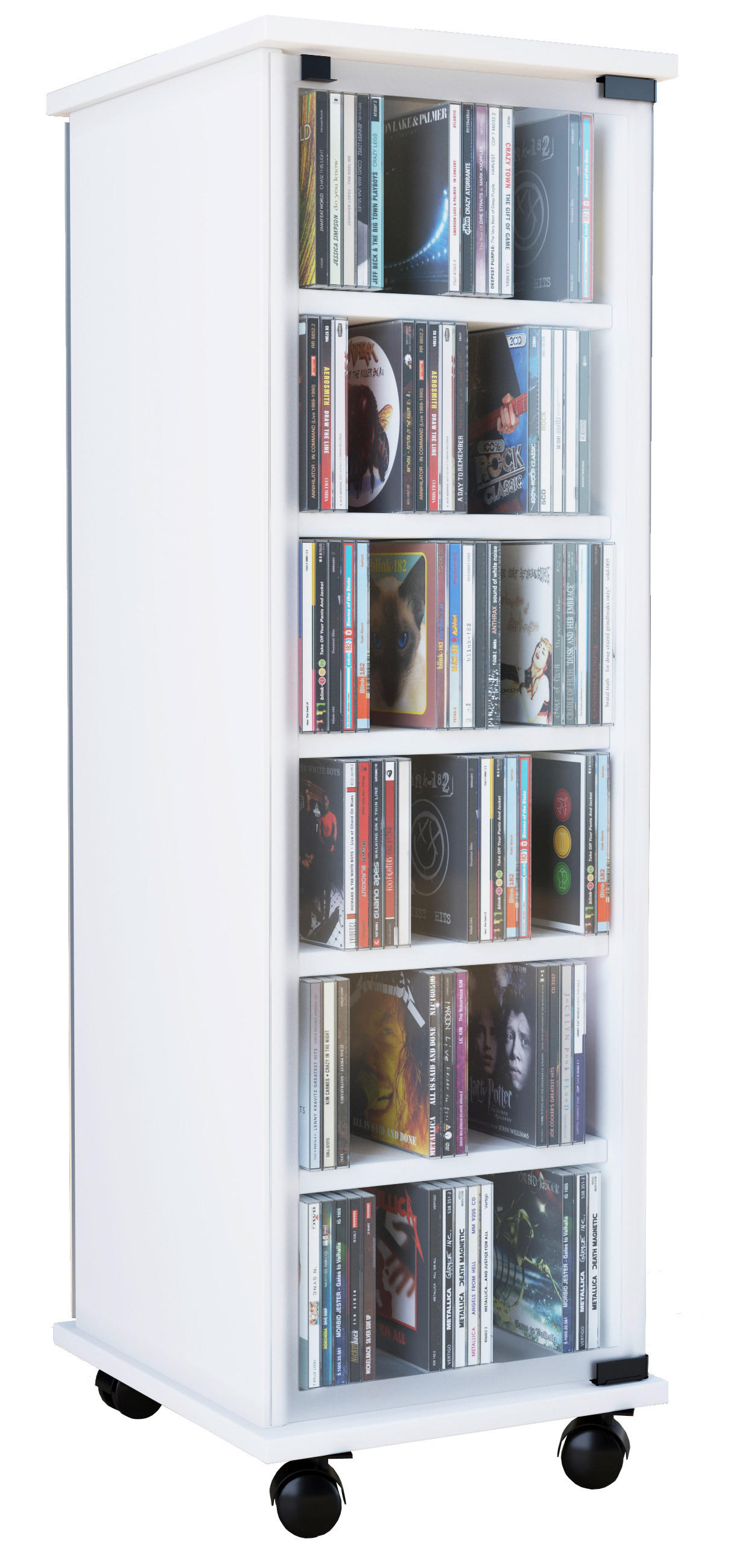 CD-REGAL - Weiss/Schwarz, Konventionell, Glas/Holzwerkstoff (31/97,5/35cm) - MID.YOU
