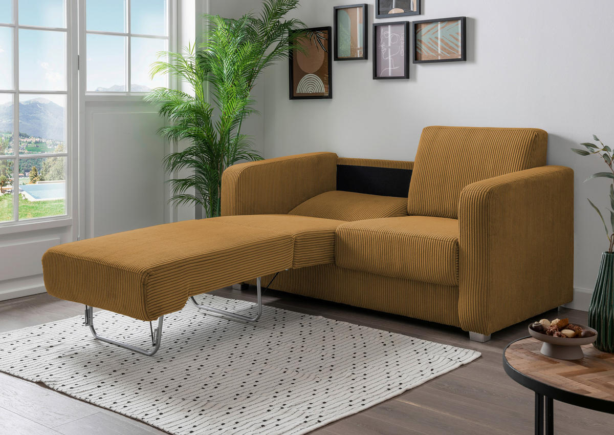 SCHLAFSOFA in Cord Goldfarben  - Chromfarben/Goldfarben, Basics, Kunststoff/Textil (159/88/87cm) - Livetastic