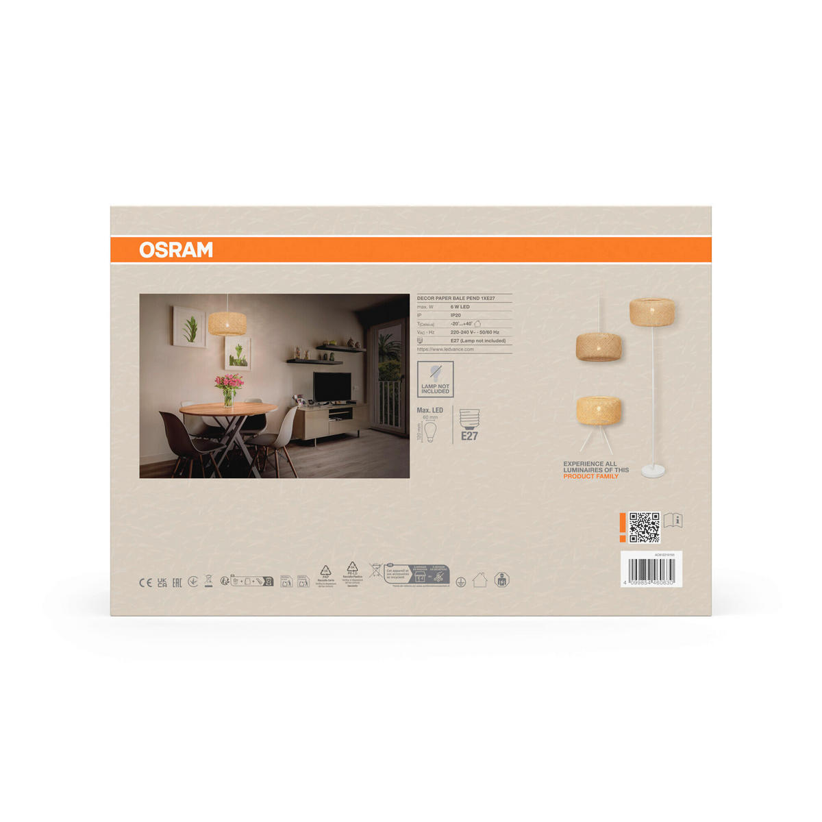 HÄNGELEUCHTE 40/150 cm  - Beige, Natur, Papier/Metall (40/150cm) - Osram