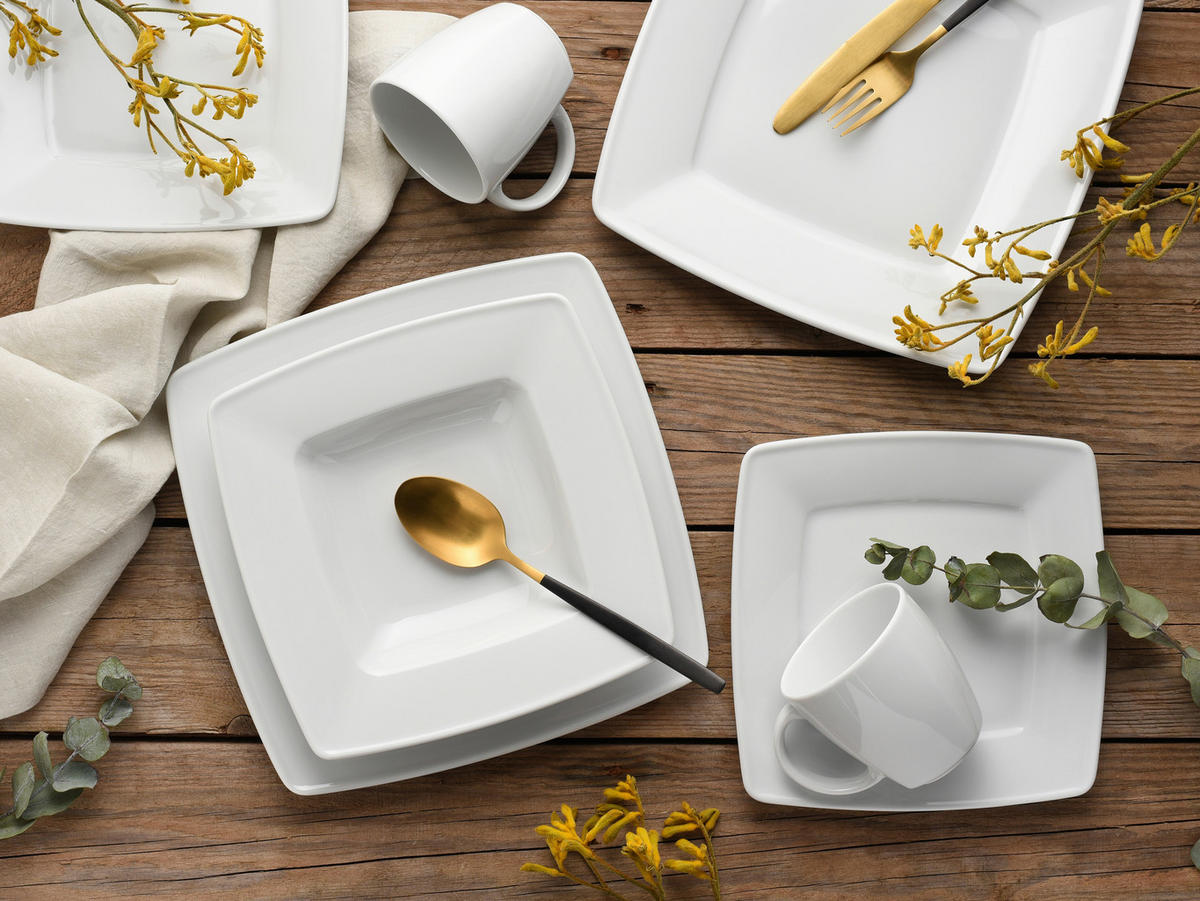 KOMBINOVANÝ SERVIS, 50-dielne, porcelán - biela, Basics, keramika (40/35/35cm) - Creatable