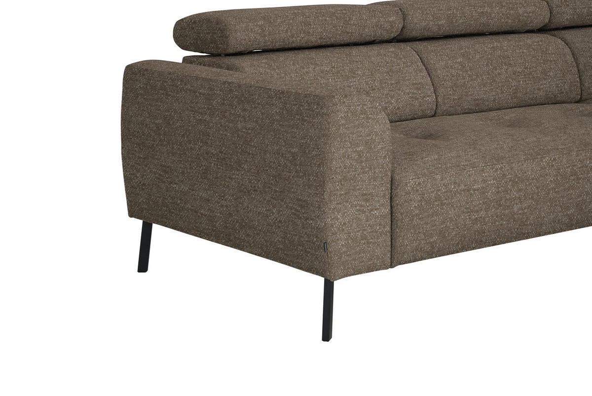 ECKSOFA in Chenille Hellbraun  - Hellbraun/Schwarz, Design, Textil/Metall (280/205cm) - MID.YOU