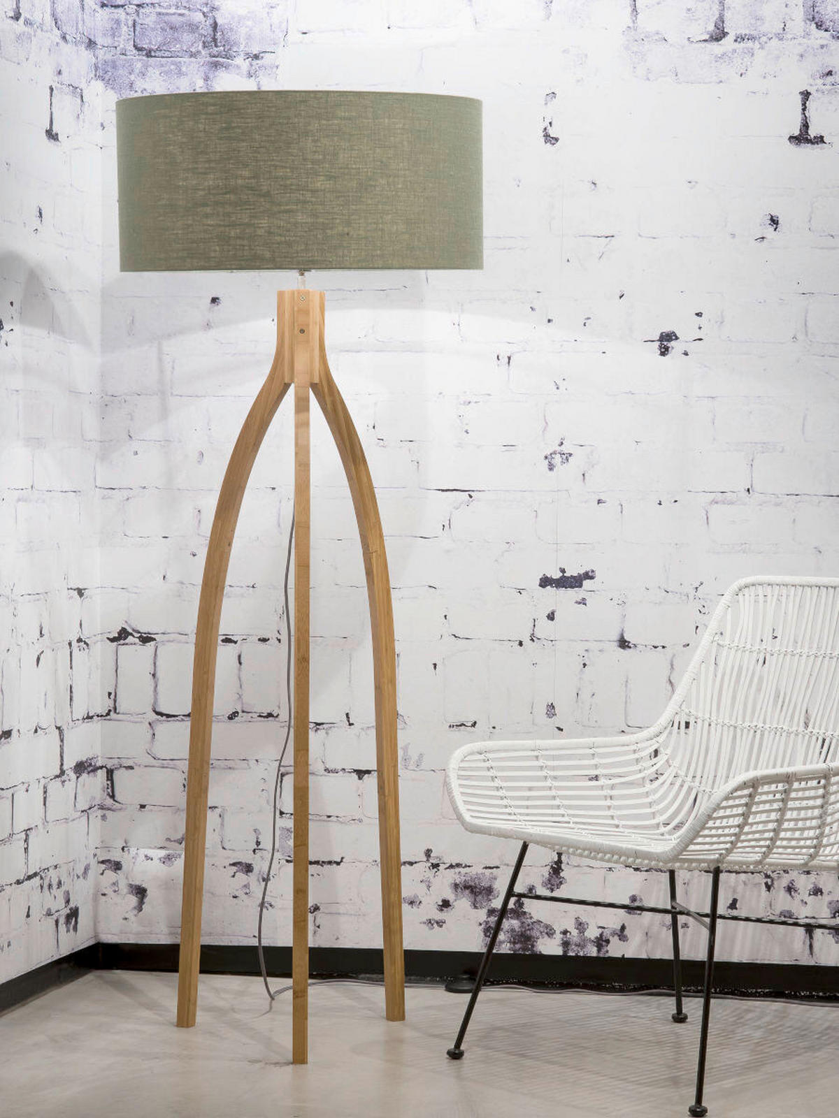 STEHLEUCHTE 60/160 cm    - Naturfarben/Grün, Trend, Holz/Textil (60/160cm) - Good & Mojo