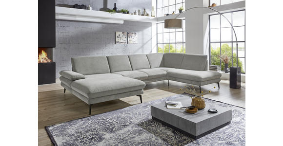 WOHNLANDSCHAFT in Webstoff Grau - Schwarz/Grau, Design, Textil/Metall (180/344/208cm) - Dieter Knoll