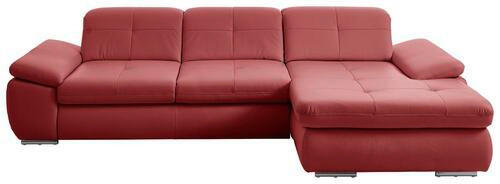 ECKSOFA in Echtleder Rot  - Edelstahlfarben/Rot, Design, Leder/Metall (321/195cm) - Beldomo Speed